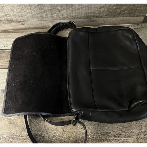 Le Donne Brown Flap Over Leather Shoulder Bag Double Straps - Picture 5 of 5